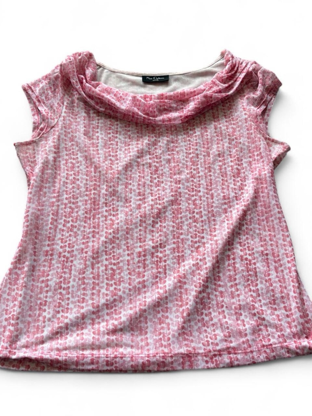 Nue Options Pink Printed Cowl Neck Short Sleeve Top